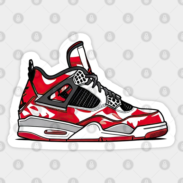 AJ IV - Sketch ! Red Kicks !!! HOT WEAR !!! Sticker by Buff Geeks Art